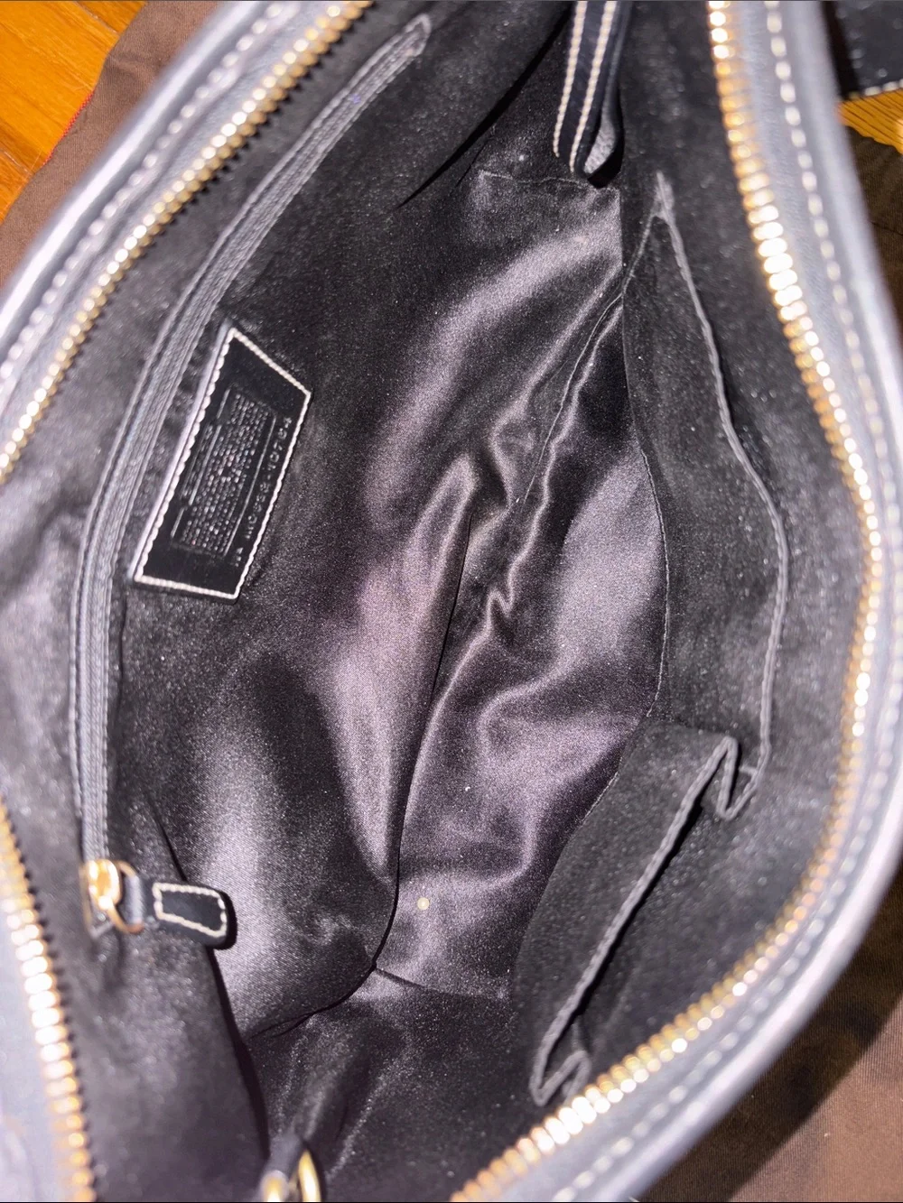Coach Black Signature Canvas Shoulder Bag with Leather Trim